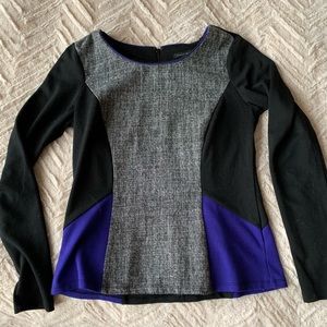 Seamed Ponte Colorblock Tweed Top